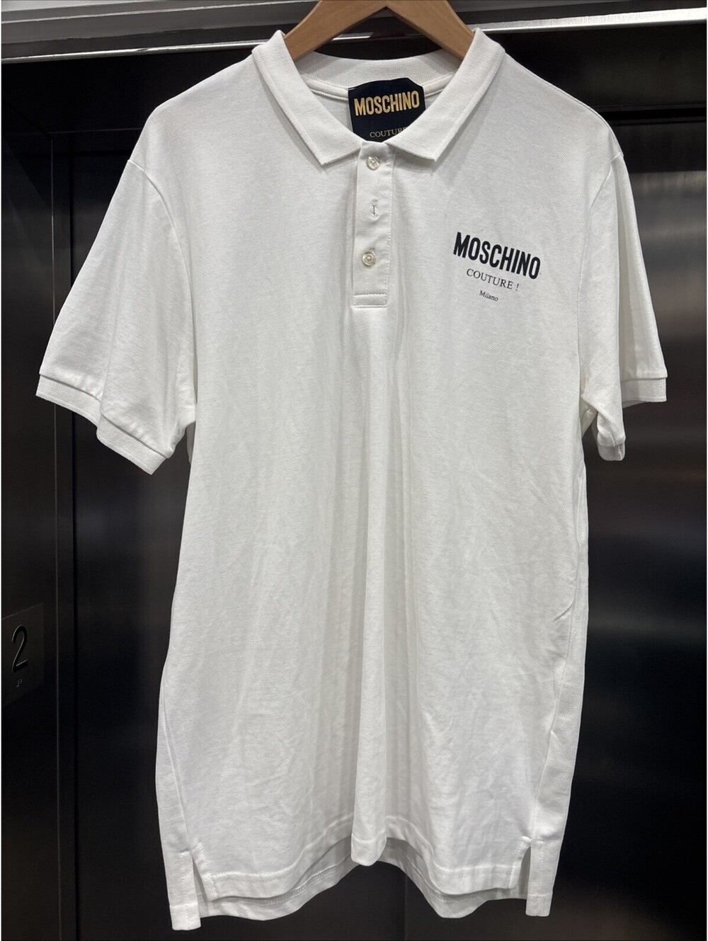 Moschino Couture! Mens White Polo Size L With Tags